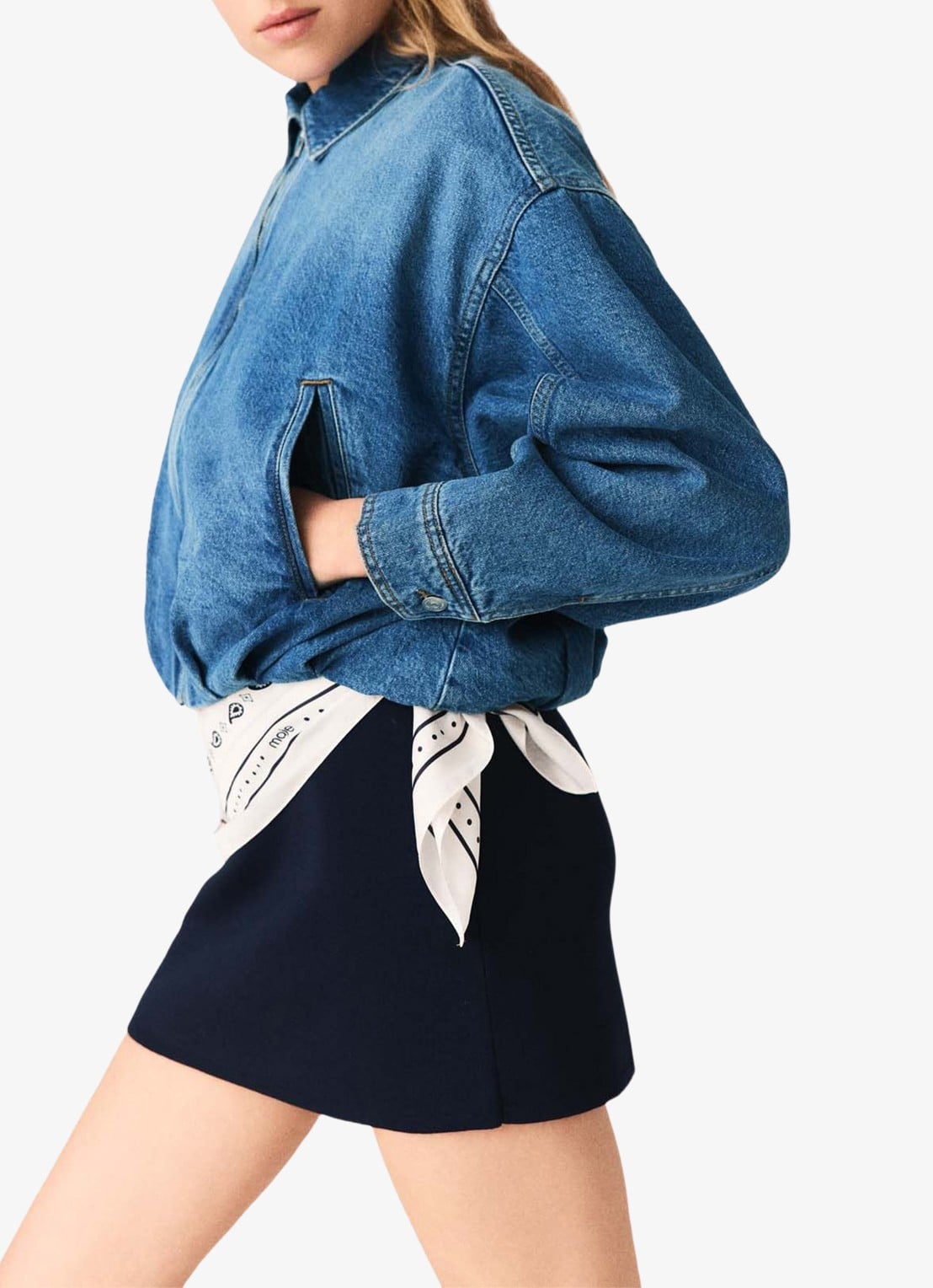 Maje Botwow bomberjack van denim - detail 6 blauw