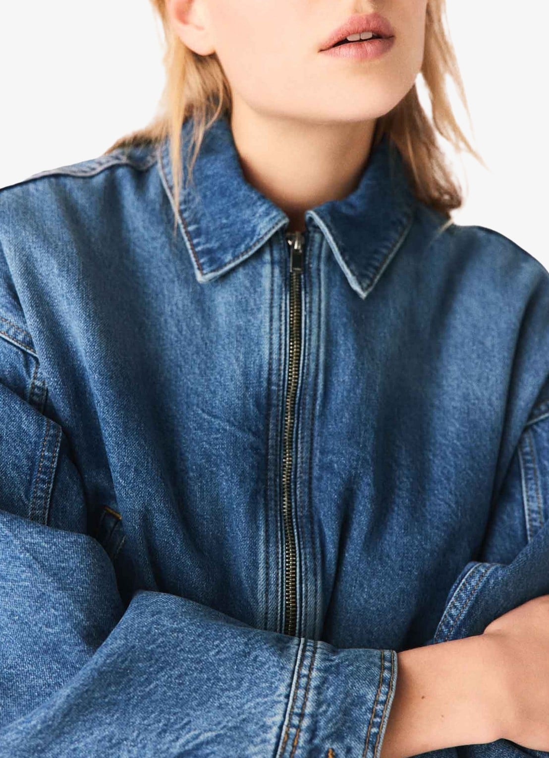 Maje Botwow bomberjack van denim - detail 7 blauw