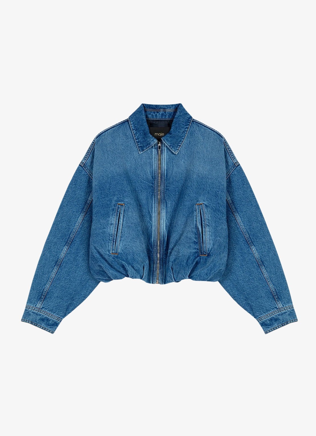 Maje Botwow bomberjack van denim - voorkant blauw