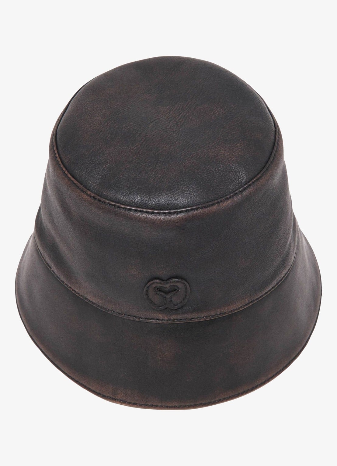 Maje Bucket hoed van leer - detail donkerbruin