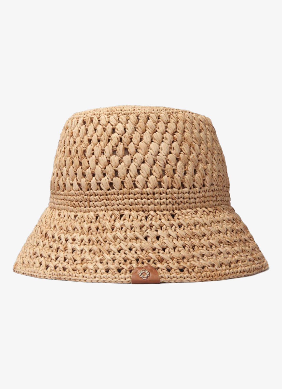 Maje Bucket hoed van raffia - voorkant camel