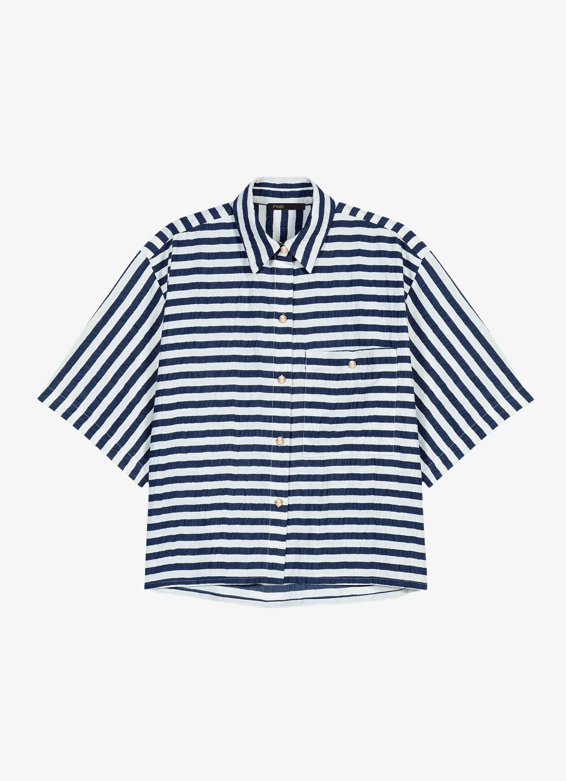 Maje Calais blouse met streepprint - voorkant 6 donkerblauw