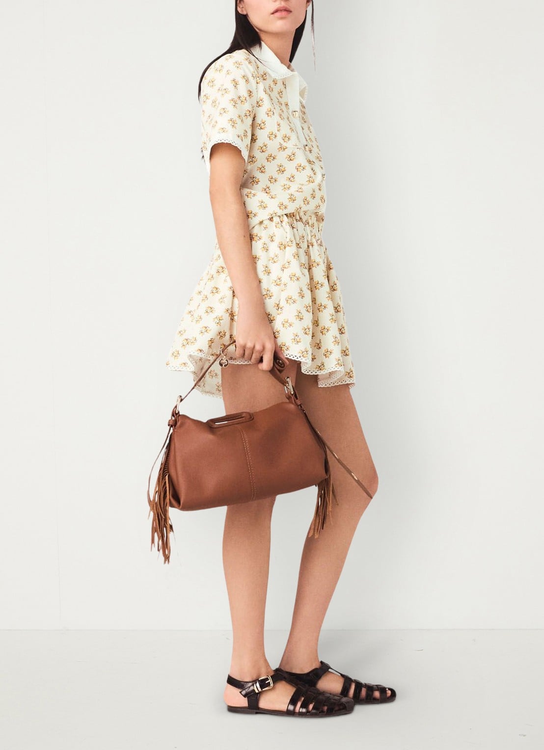 Maje Chazalera blouse met broderie en print - detail 4 geel