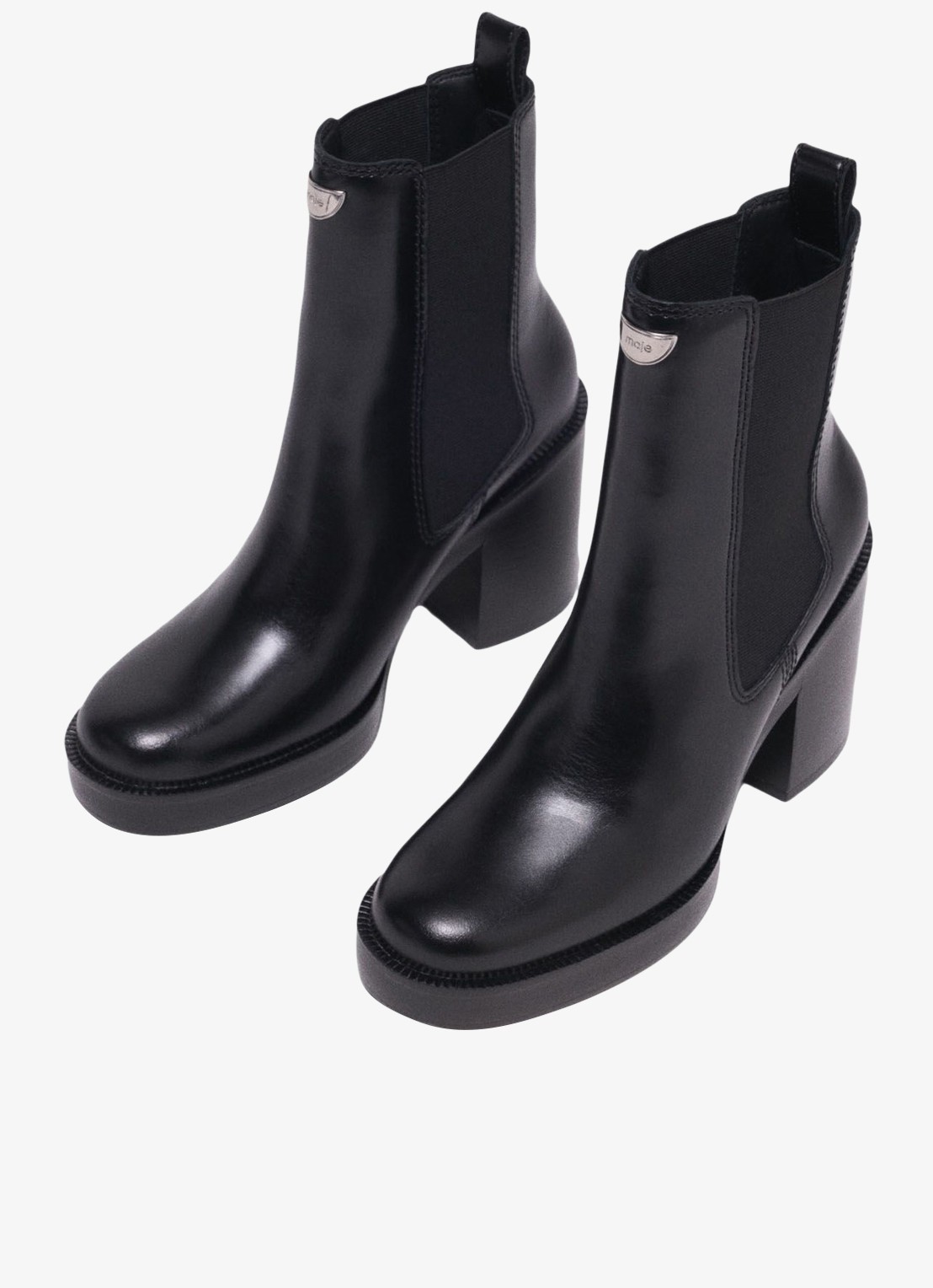 Maje Chelsea boot van leer - detail 5 jeans