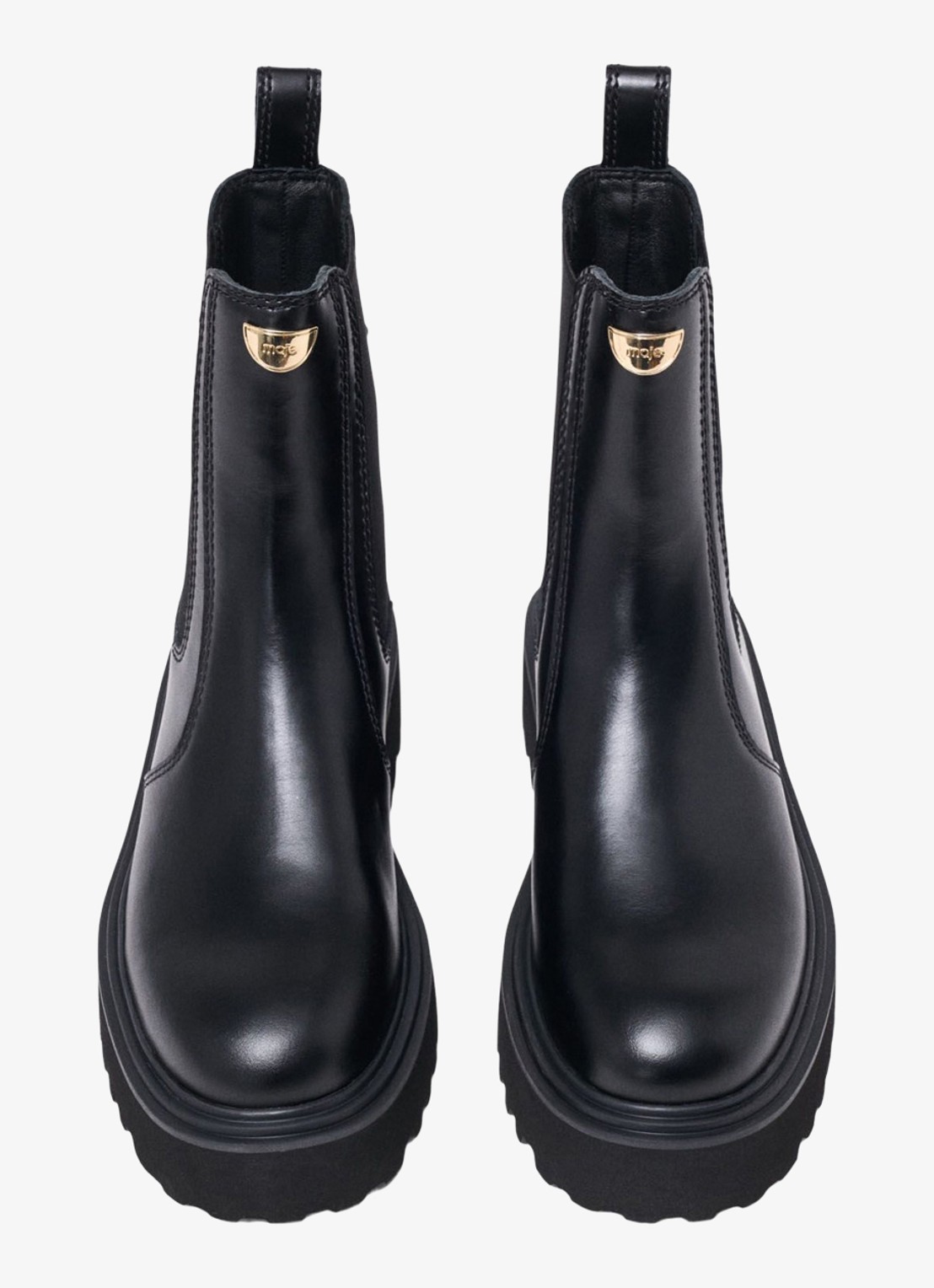 Maje Chelsea boot van leer - detail 4 zwart