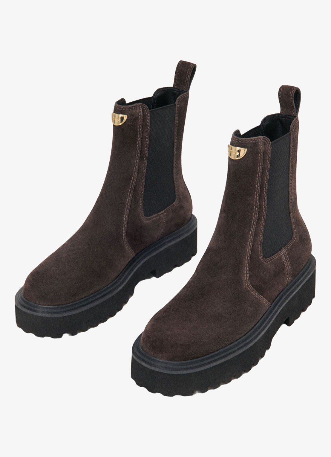 Maje Chelsea boot van suéde - detail 7 donkerbruin