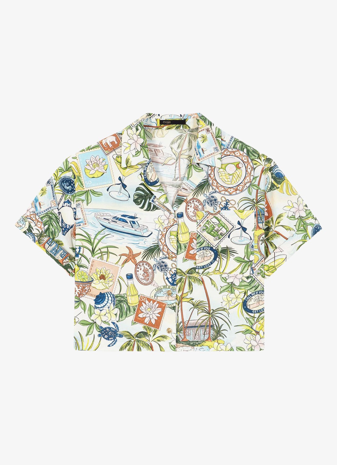 Maje Cifesti blouse met print - voorkant groen