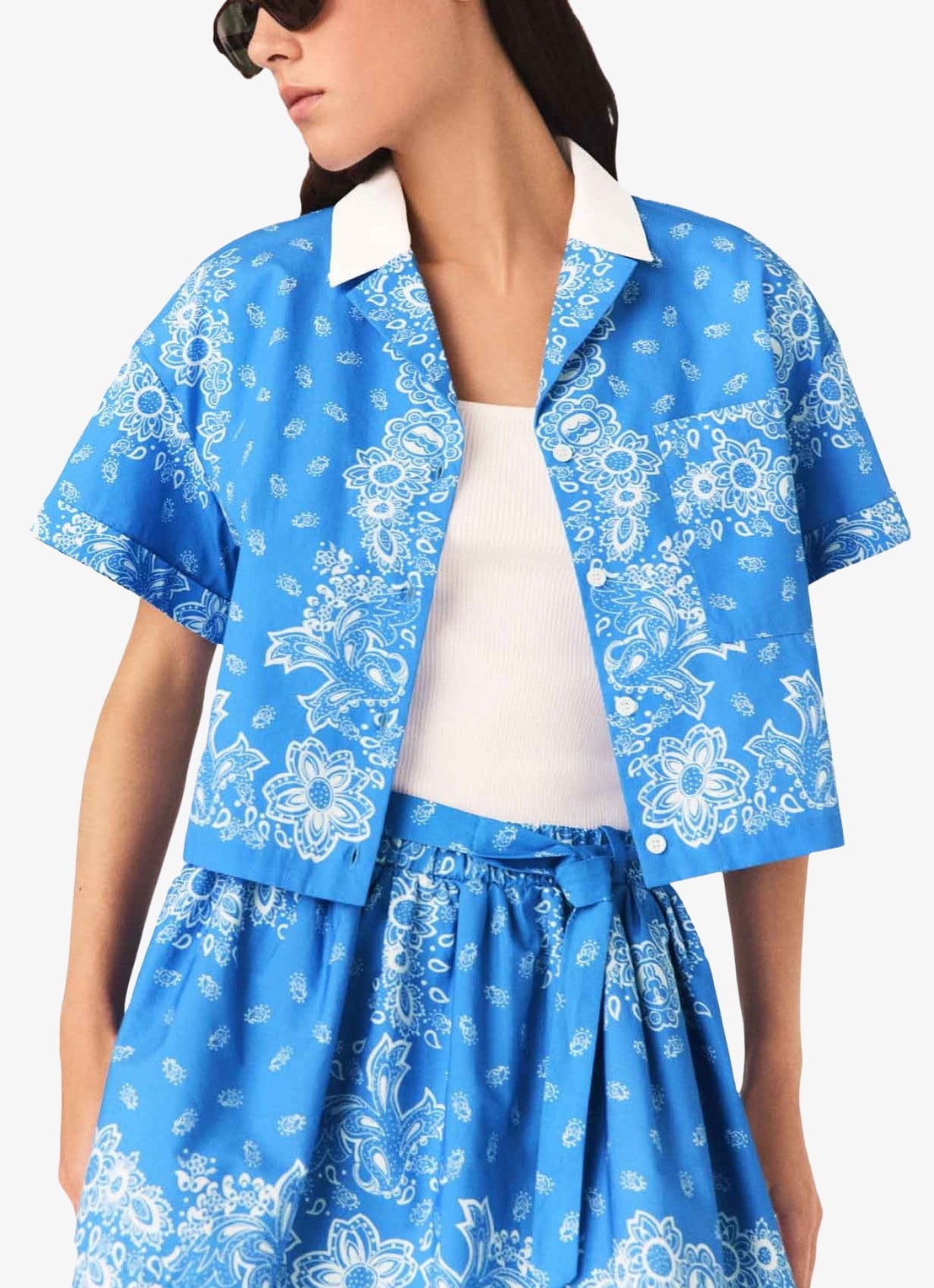 Maje Cinabo blouse met paisley print - detail 3 blauw
