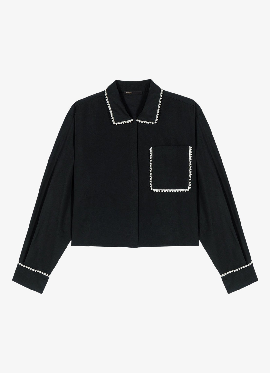 Maje Ciperly blouse met borstzak - voorkant 5 zwart