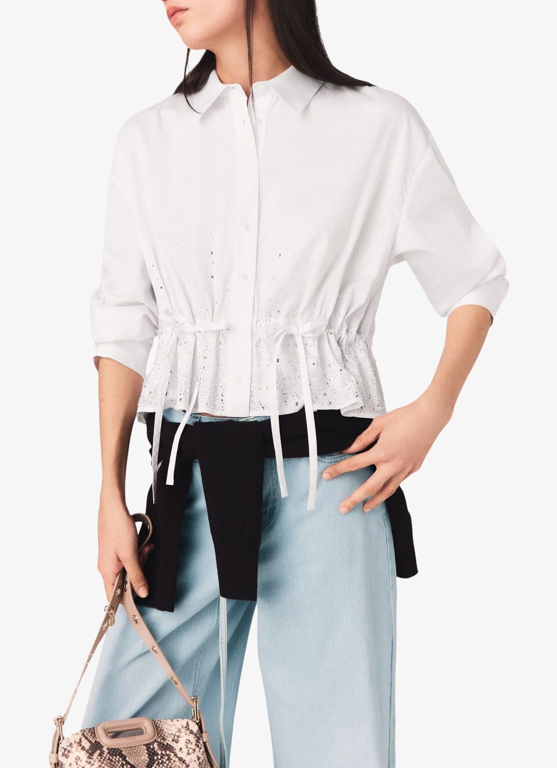 Maje Cisequino blouse met broderie - detail 3 wit