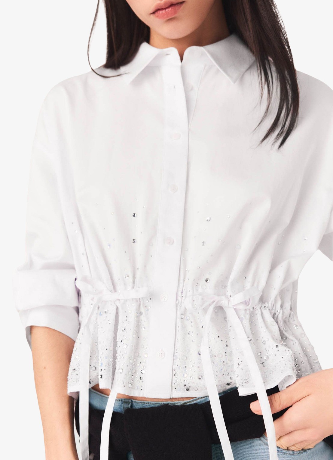 Maje Cisequino blouse met broderie - detail 6 wit