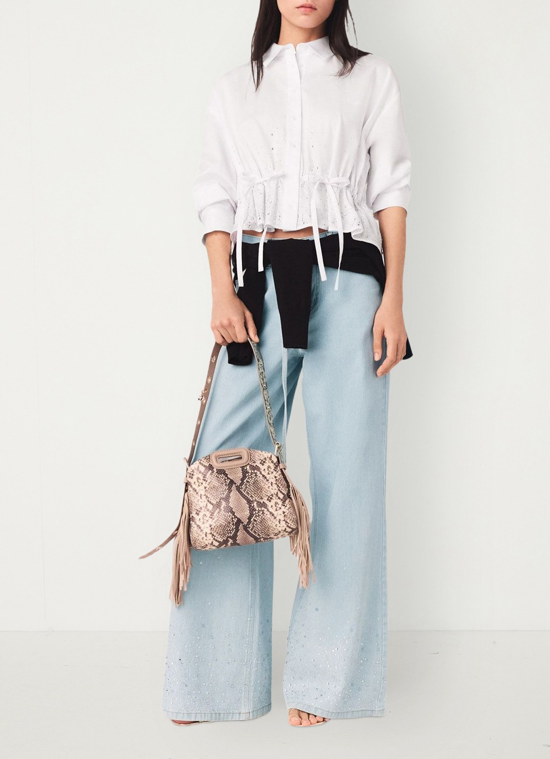 Maje Cisequino blouse met broderie - detail 7 wit