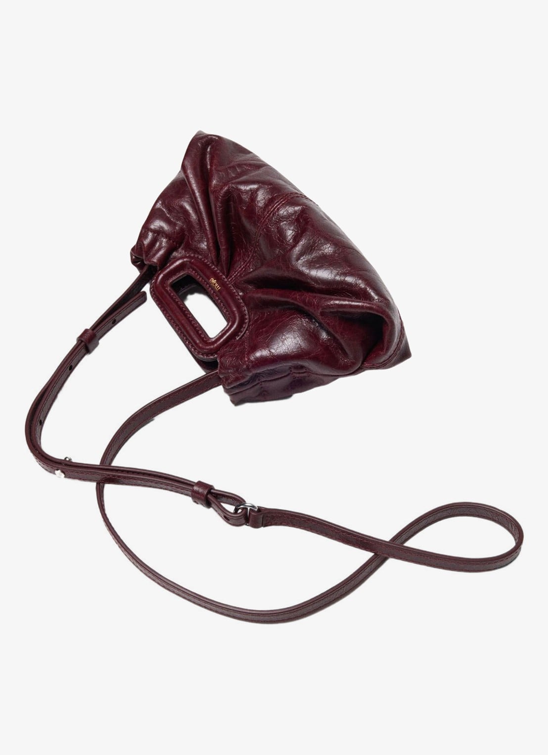 Maje Clutch van leer met afneembare schouderriem - detail 3 bordeauxrood