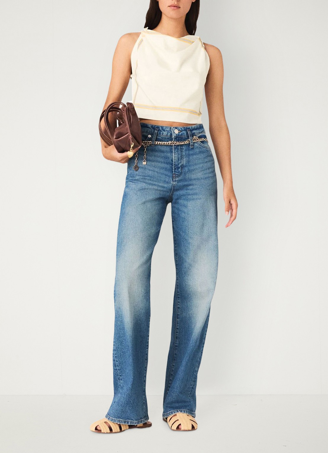 Maje Crop top met rugdecolleté - voorkant 3 wit