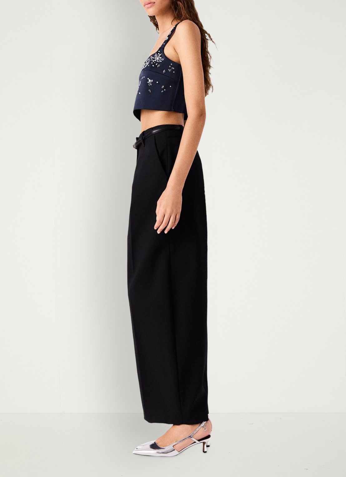 Maje Crop top met strass - detail 4 donkerblauw