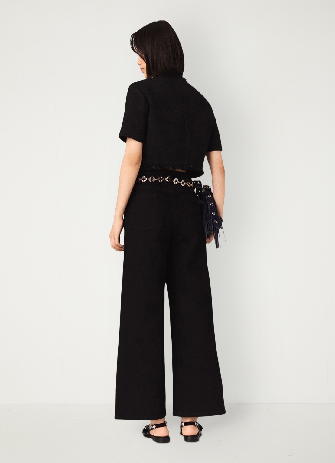 Maje Cropped blazer met tweed-look - achterkant zwart