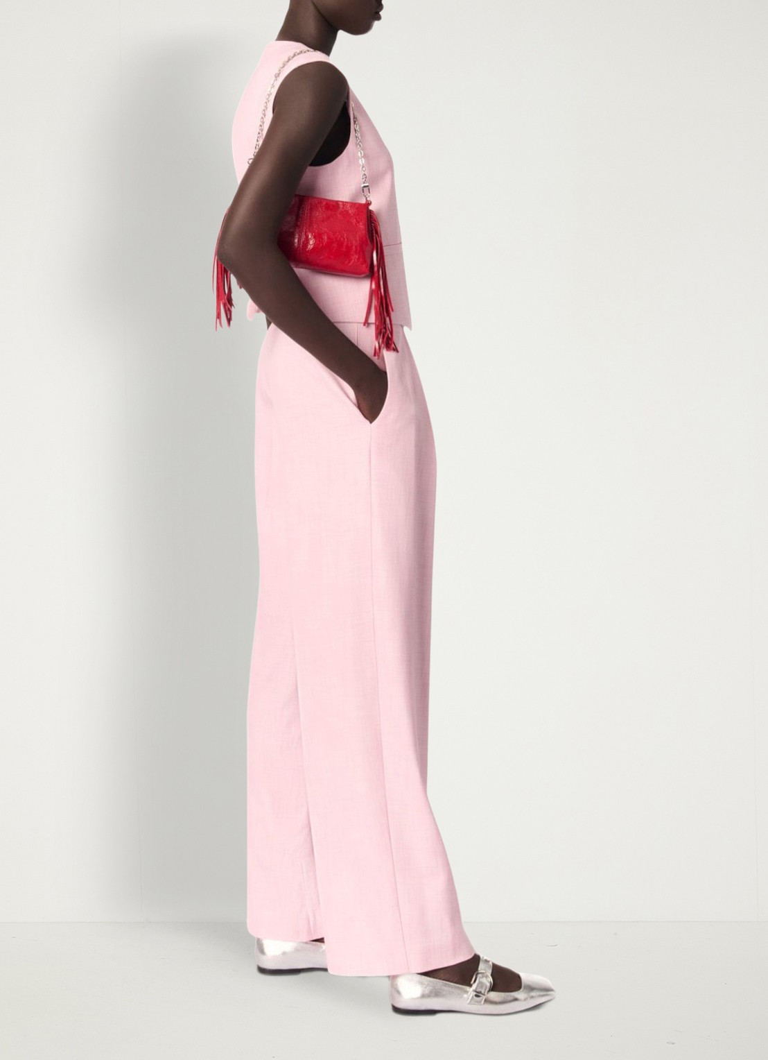 Maje Cropped gilet met gemêleerd dessin - detail 2 roze