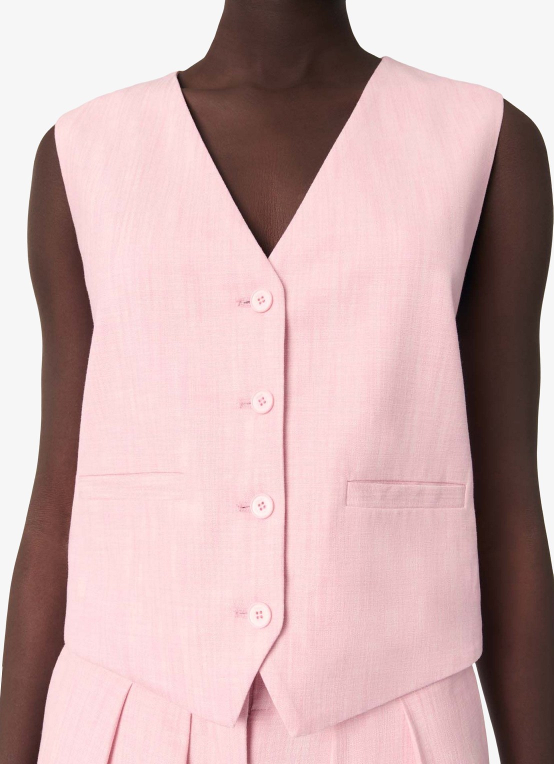Maje Cropped gilet met gemêleerd dessin - detail 4 roze
