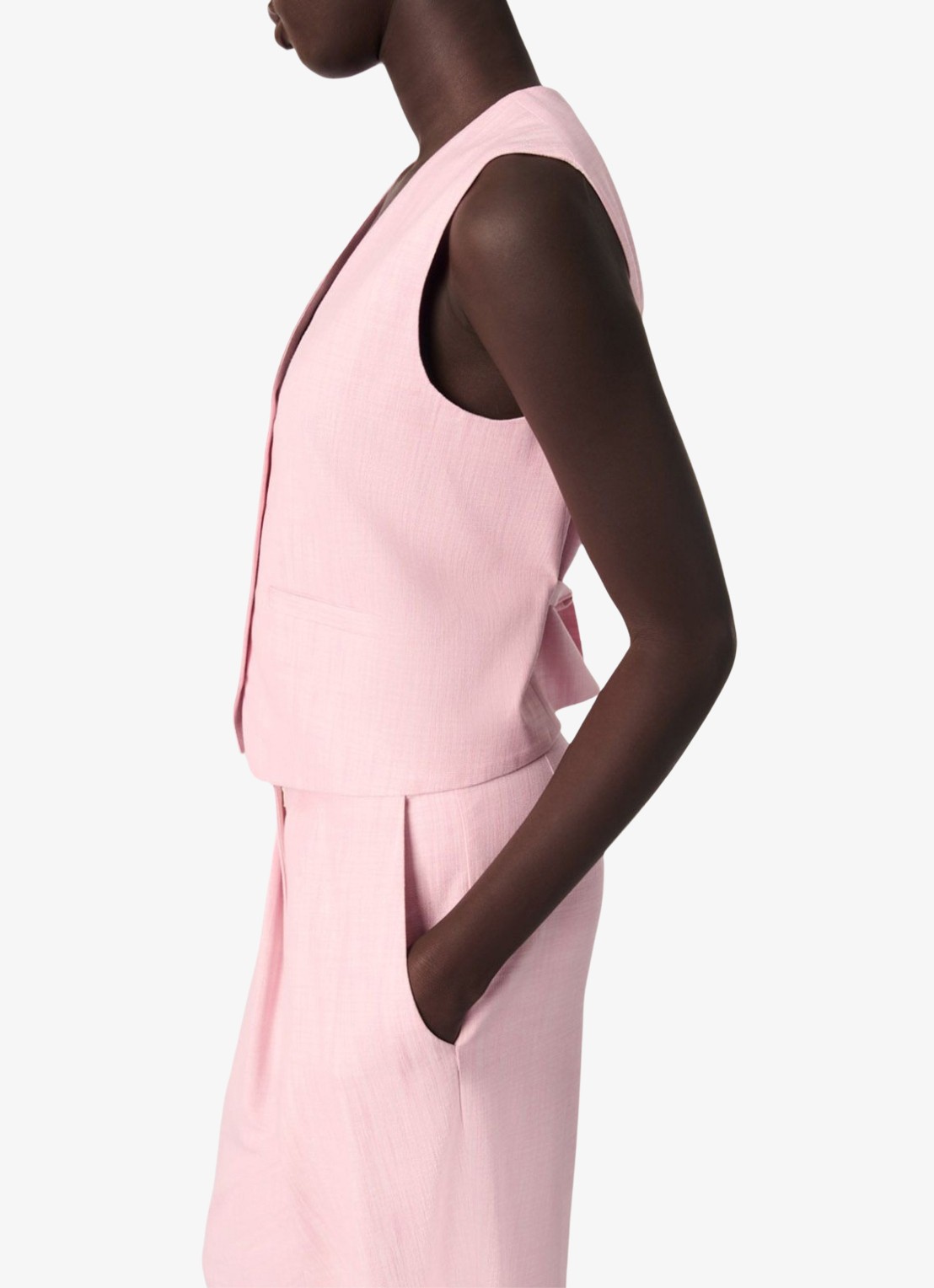 Maje Cropped gilet met gemêleerd dessin - detail 5 roze