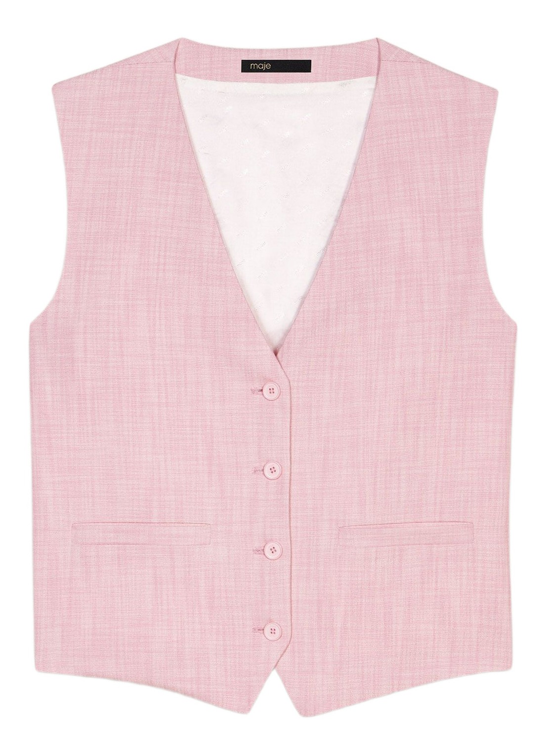 Maje Cropped gilet met gemêleerd dessin - voorkant 6 roze