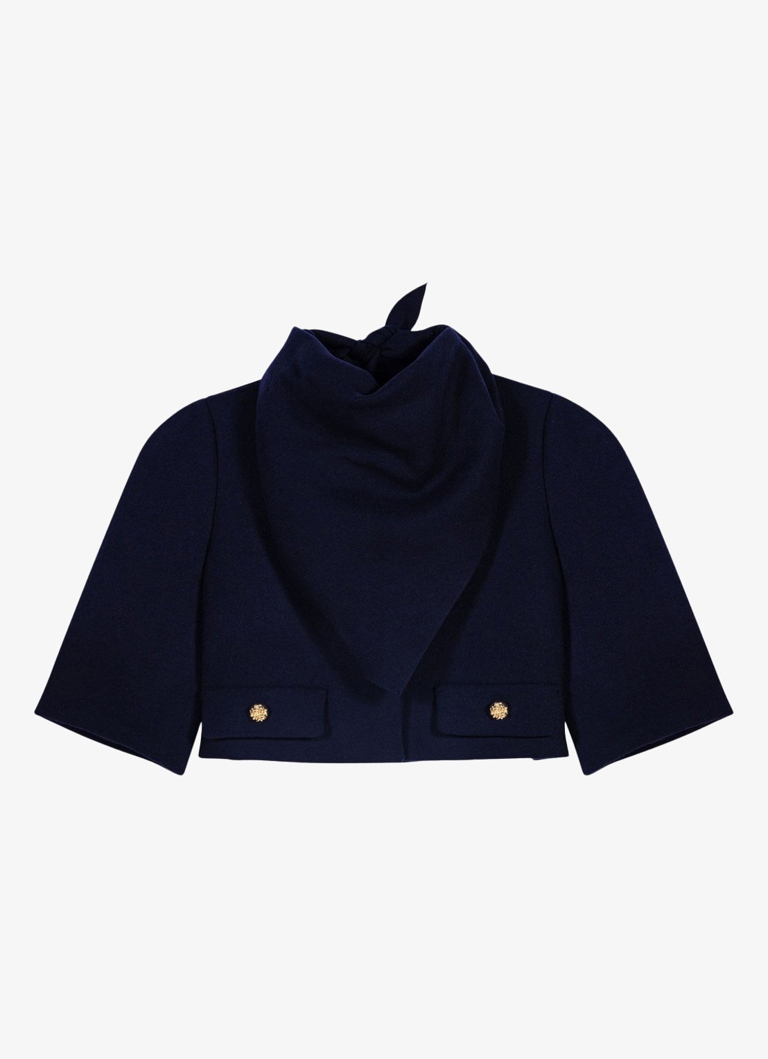 Maje Cropped jack in wolblend met afneembare sjaal - voorkant 2 donkerblauw