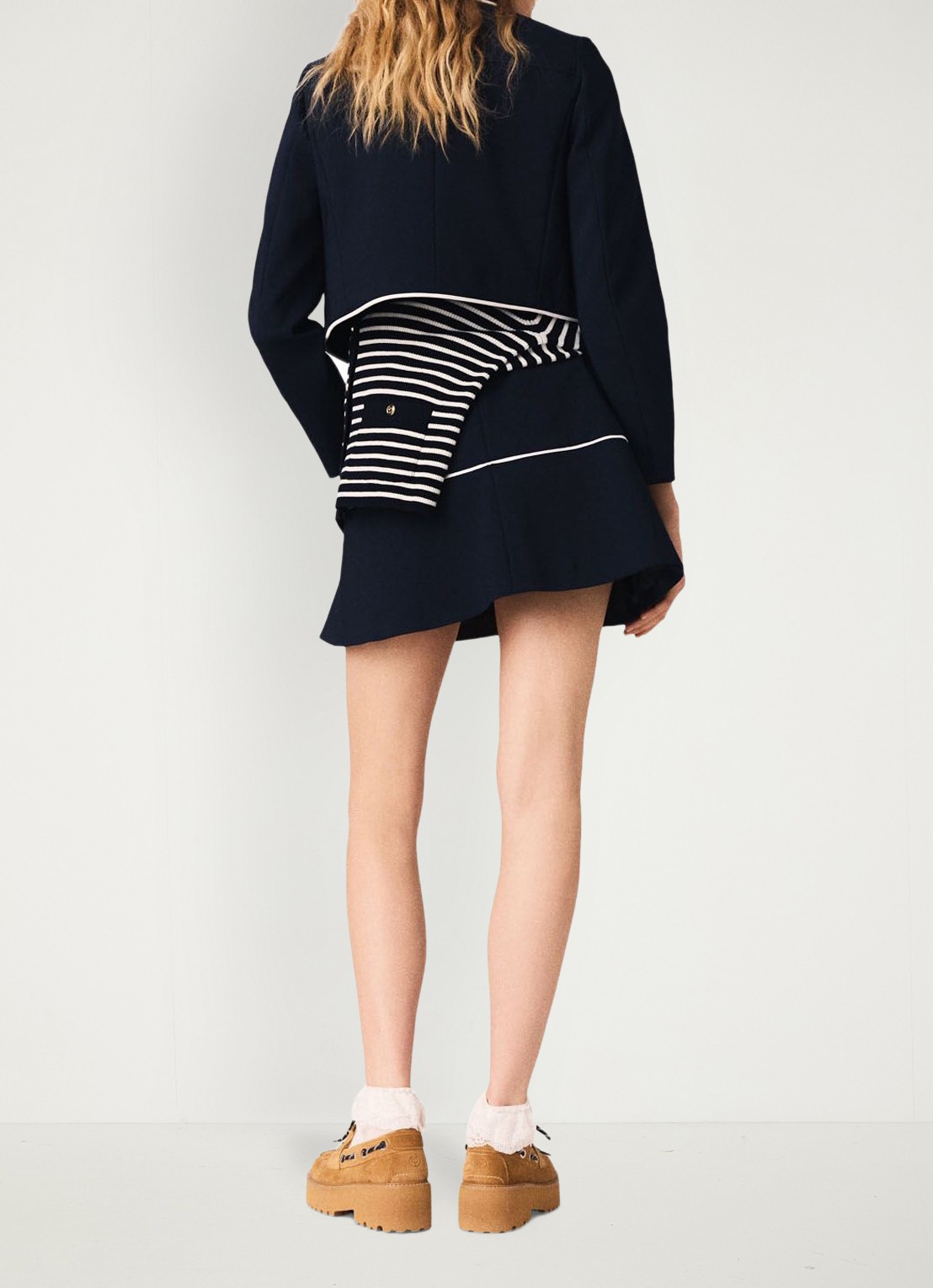 Maje Cropped jack met  borstzakken - achterkant blauw