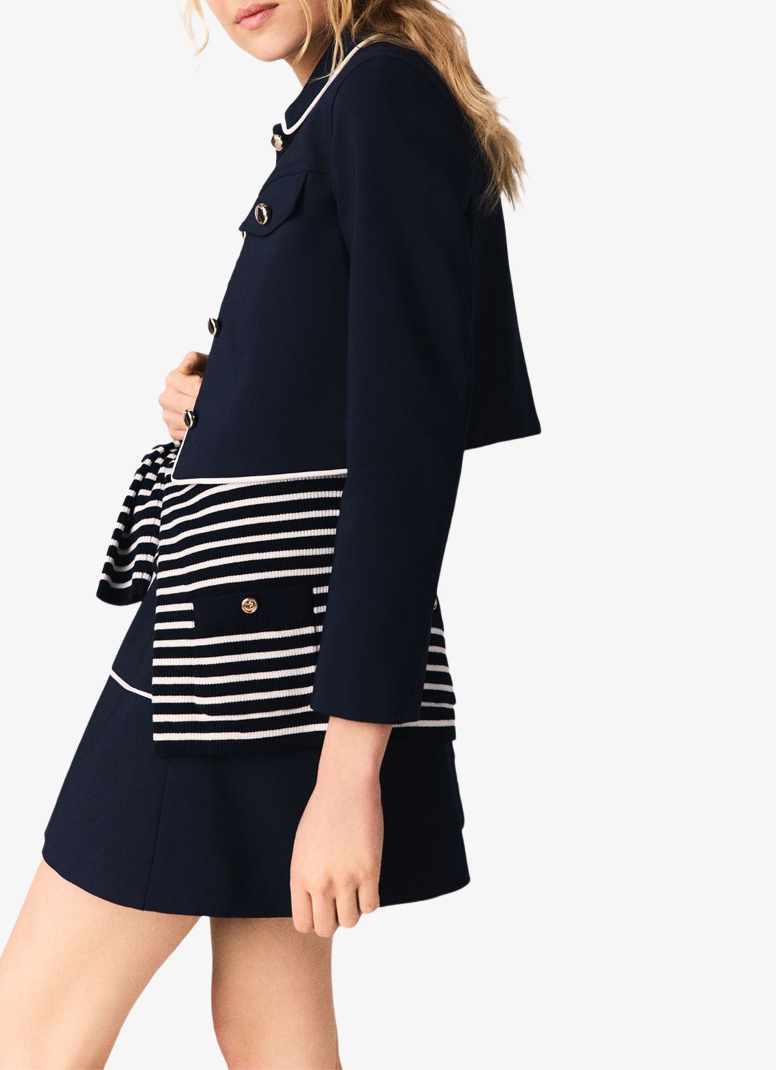 Maje Cropped jack met  borstzakken - detail 5 blauw