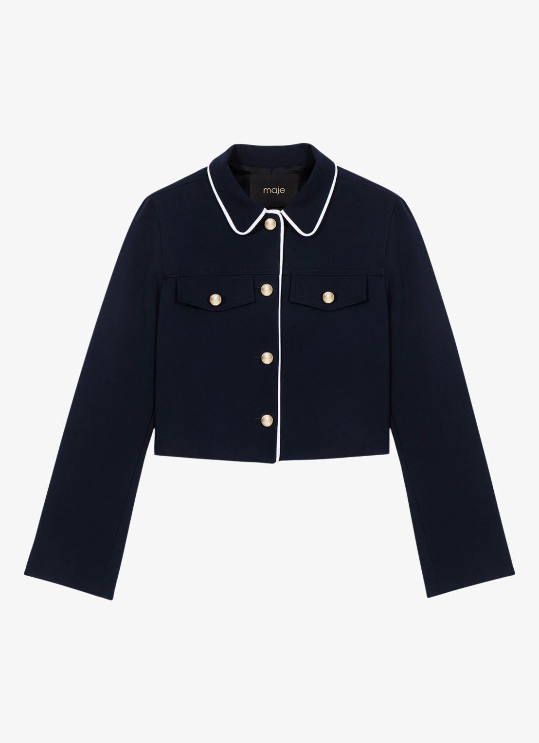Maje Cropped jack met  borstzakken - voorkant 2 blauw