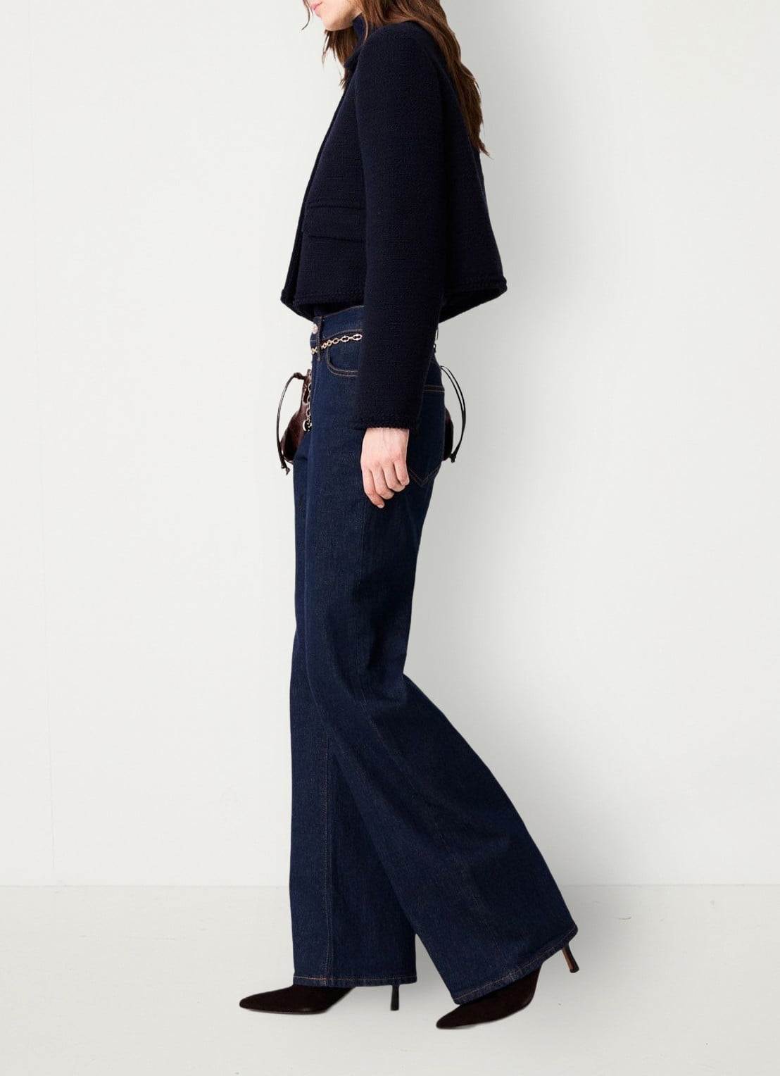Maje Cropped jack met tweed-look - detail 2 donkerblauw