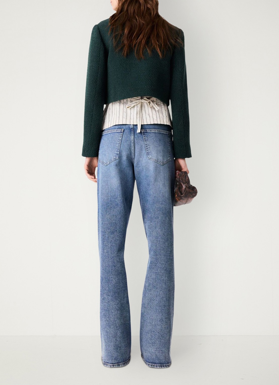 Maje Cropped jack met tweed-look - achterkant 5 donkergroen