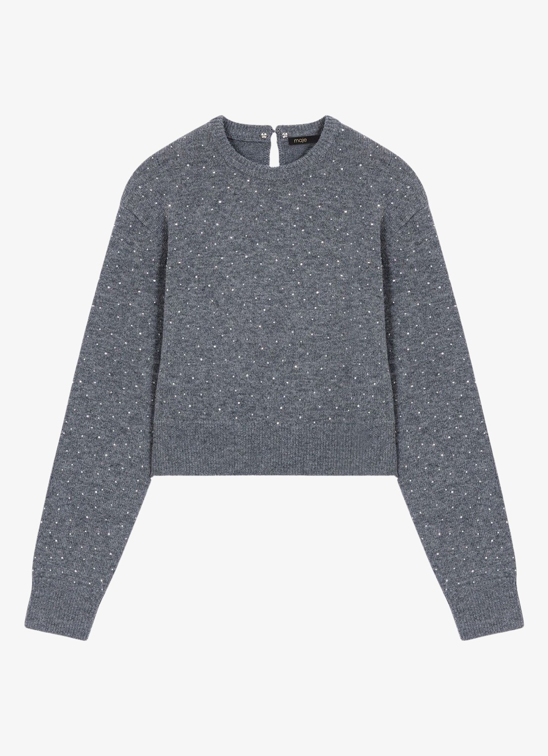 Maje Cropped trui in wolblend met strass en afneembare details - detail 3 grijs