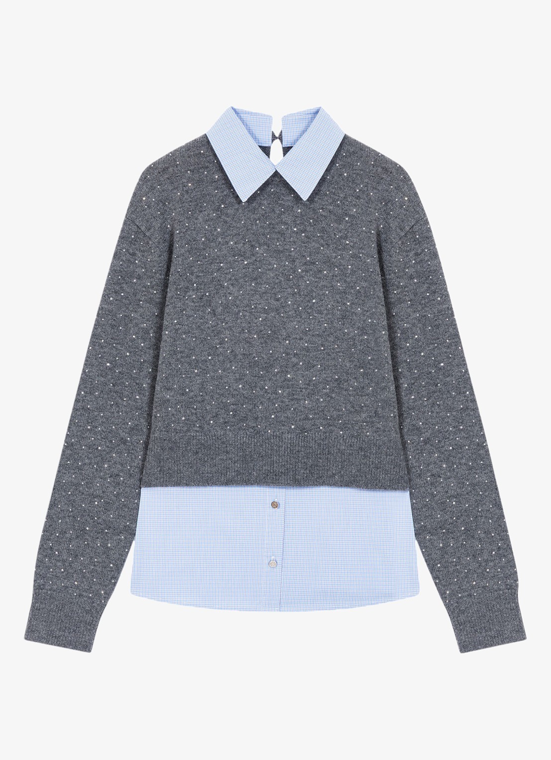 Maje Cropped trui in wolblend met strass en afneembare details - voorkant 5 grijs