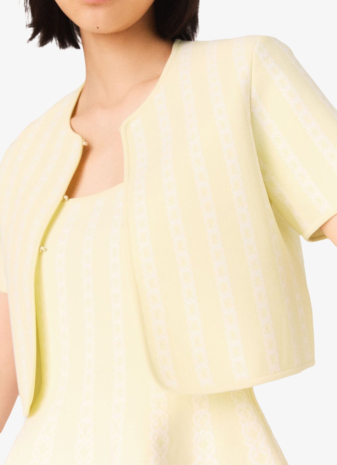 Maje Cropped vest met print - detail 4 geel