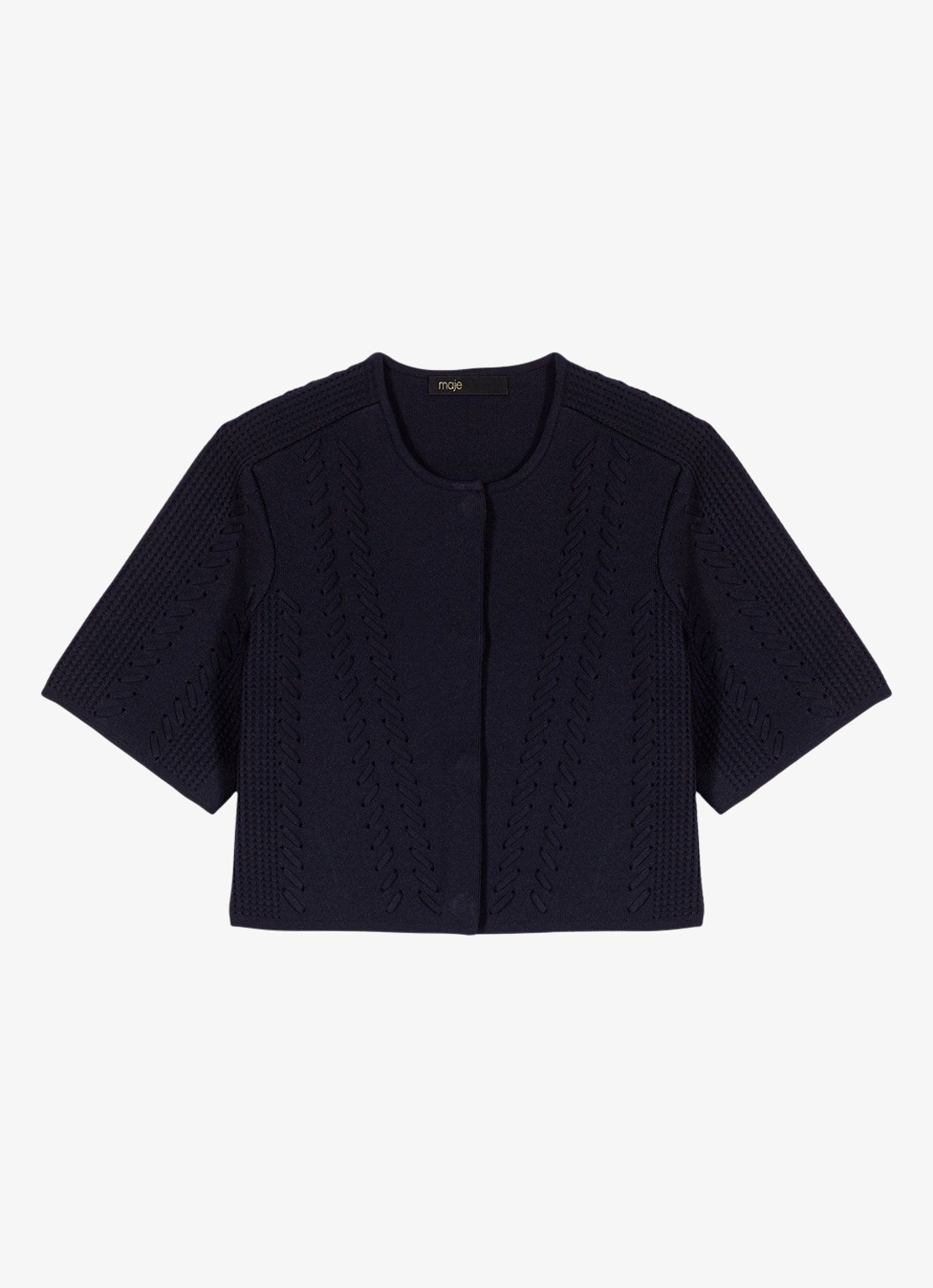 Maje Cropped vest met rijgdetail - voorkant donkerblauw
