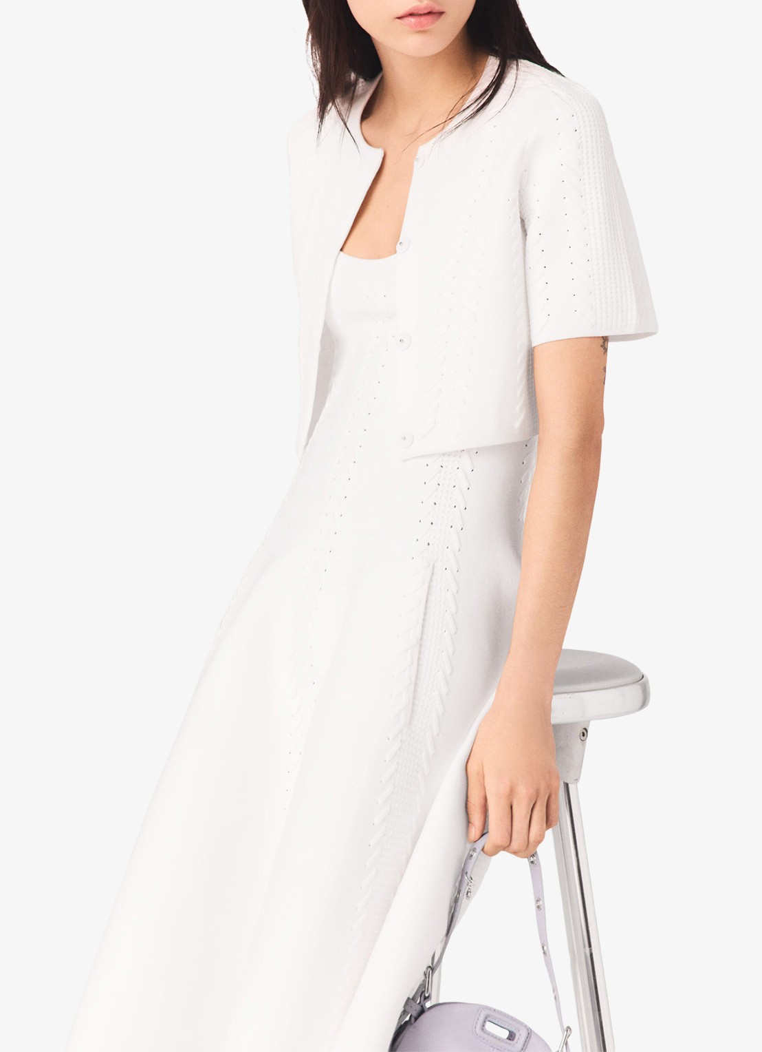 Maje Cropped vest met rijgdetail - detail 3 wit