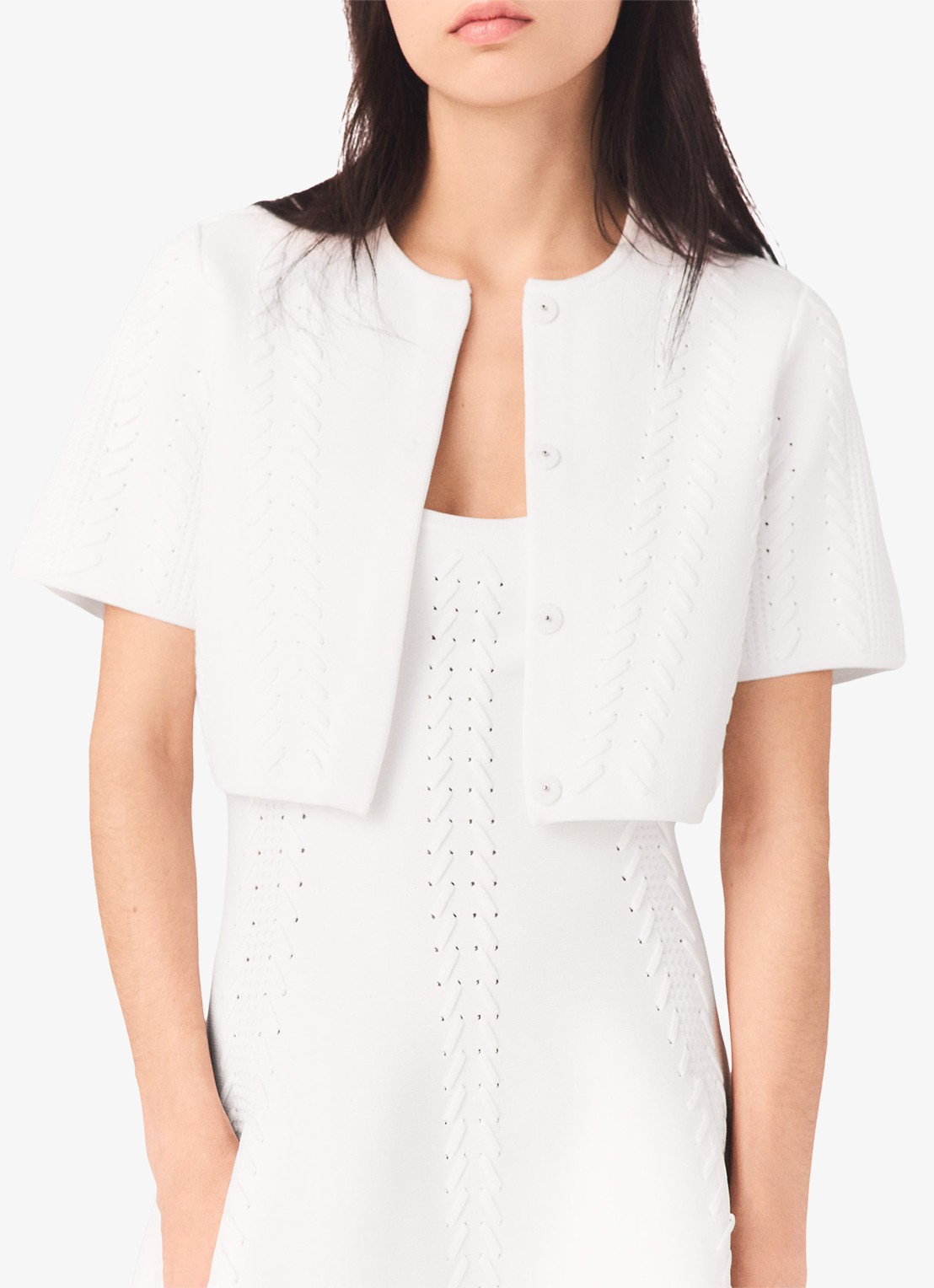 Maje Cropped vest met rijgdetail - detail 5 wit