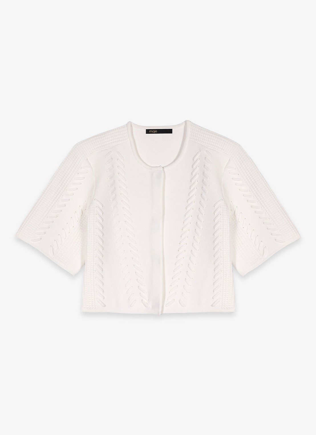 Maje Cropped vest met rijgdetail - voorkant 6 wit