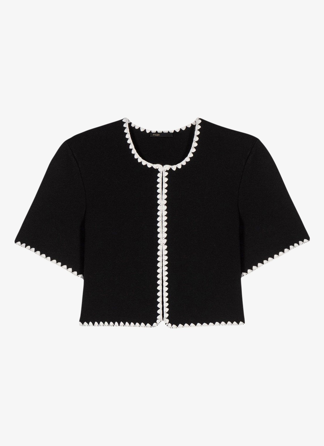 Maje Cropped vest met ronde hals - voorkant 6 zwart