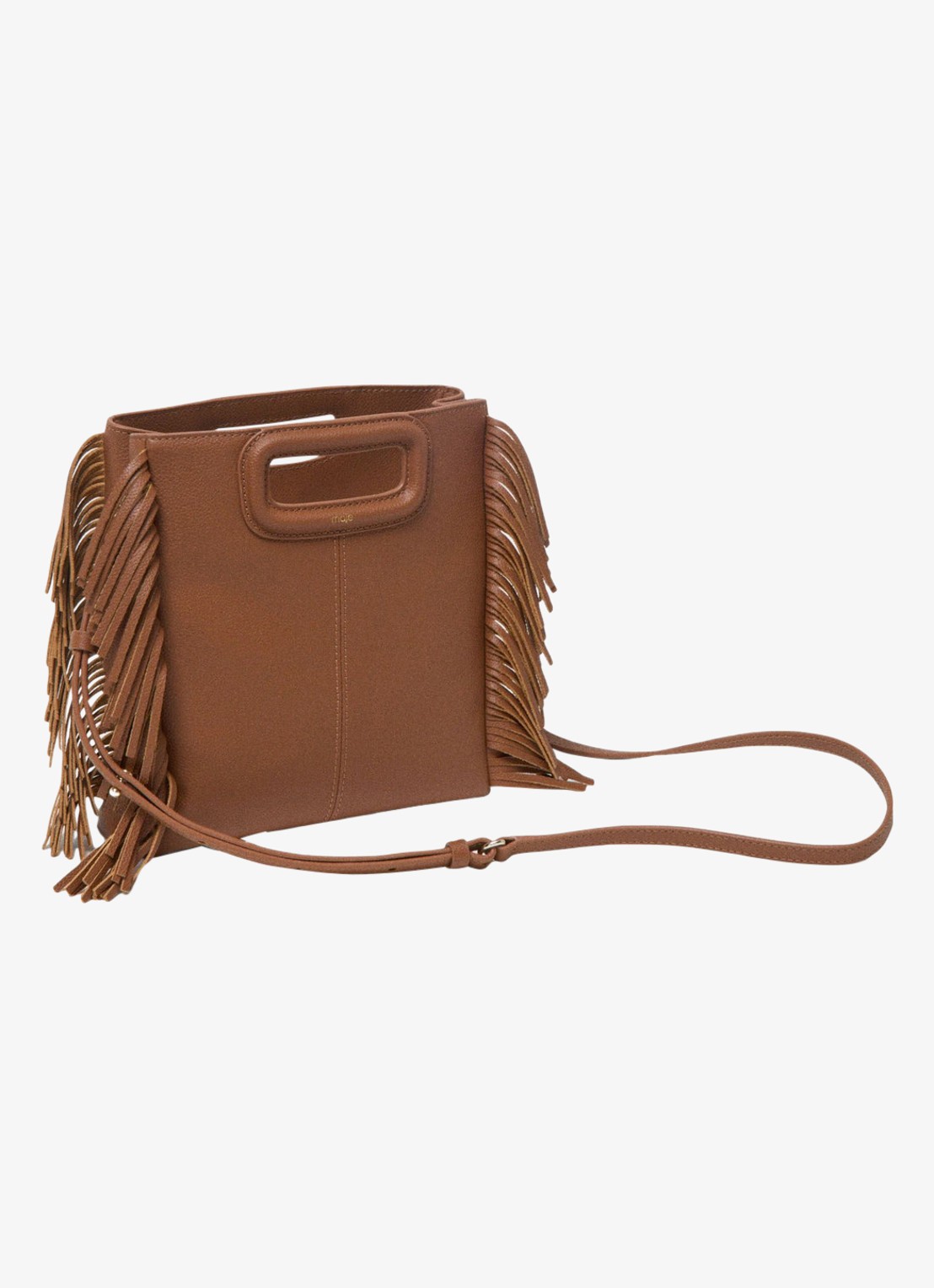 Maje Crossbodytas met franjes - detail cognac