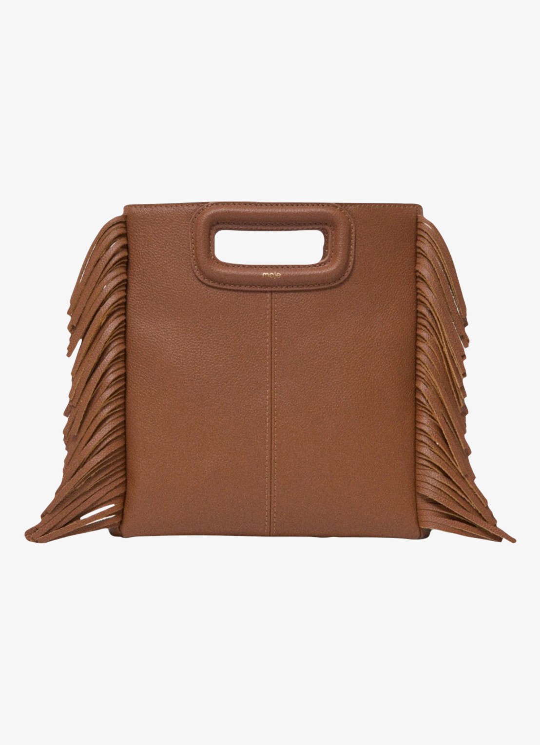 Maje Crossbodytas met franjes - voorkant 6 cognac
