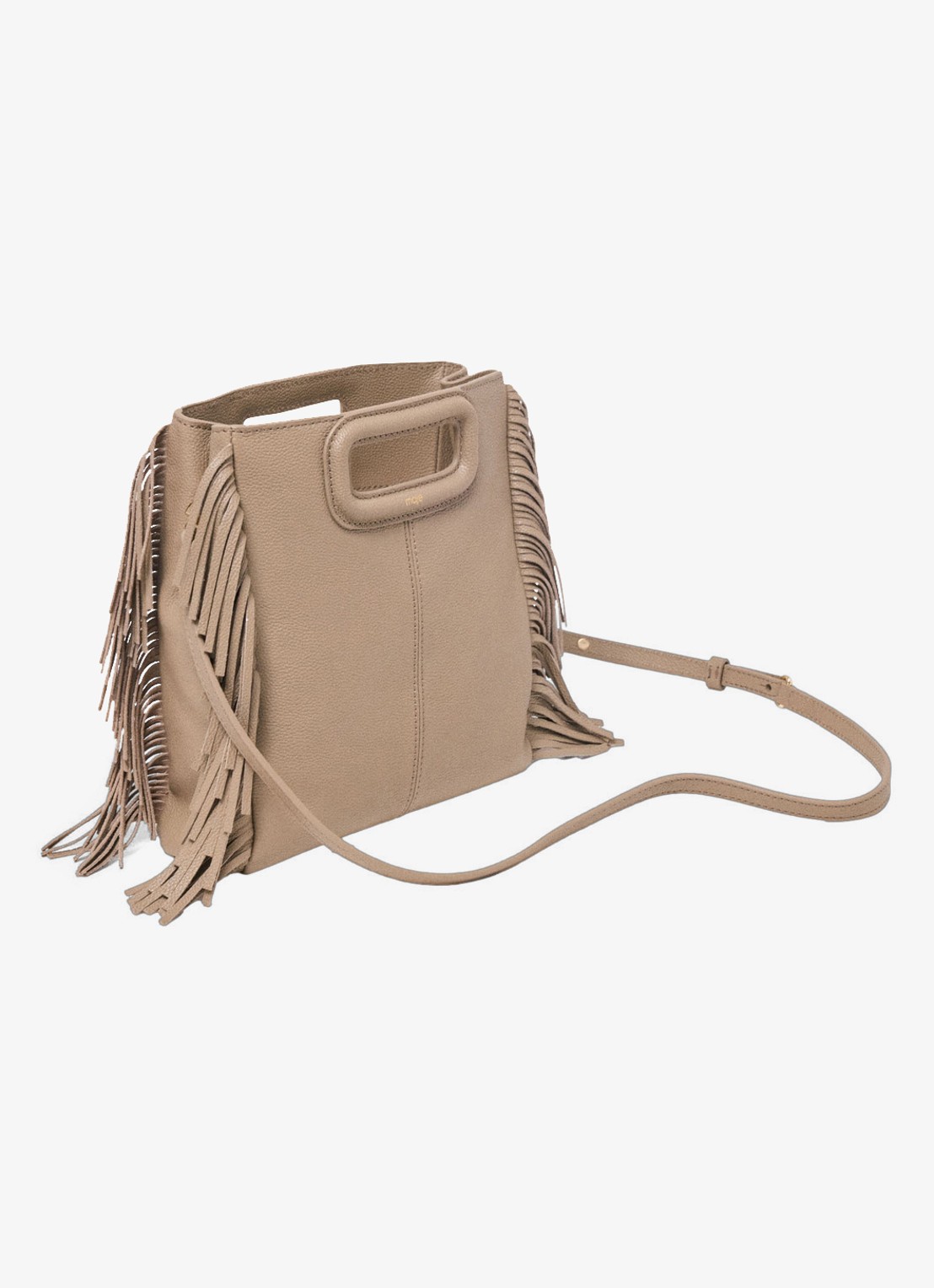 Maje Crossbodytas met franjes - detail beige