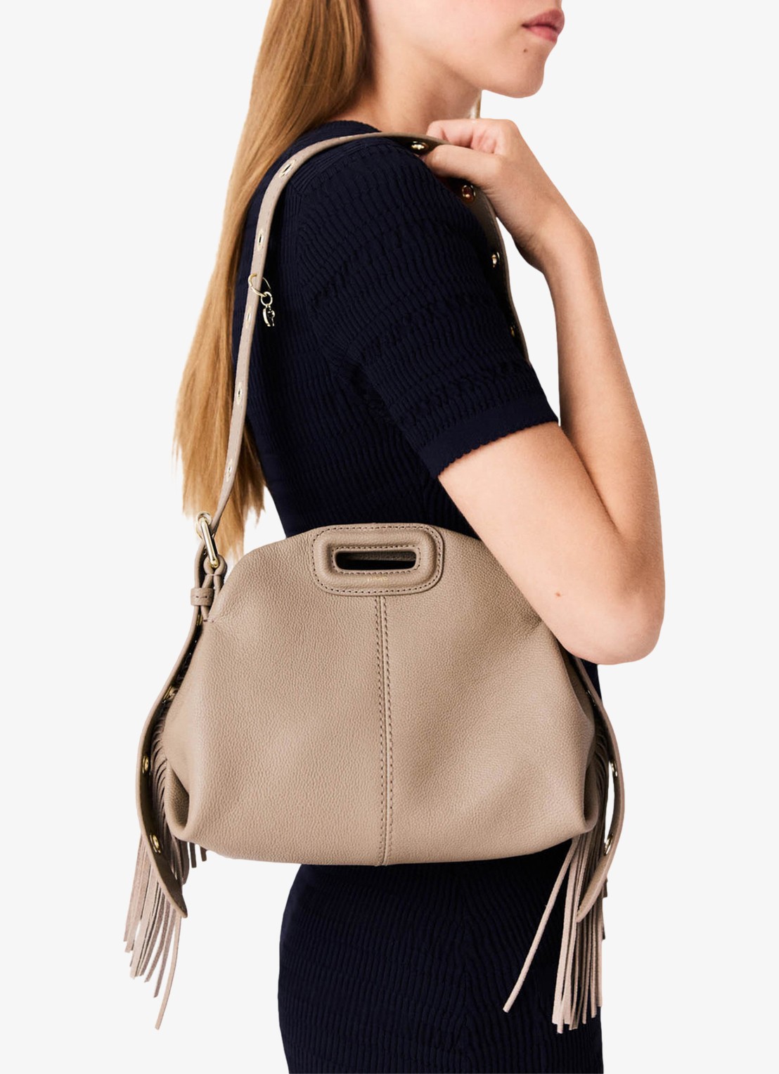 Maje Crossbodytas met logo - detail 3 beige