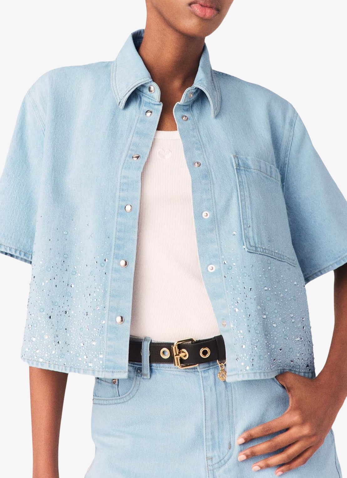 Maje Cyros blouse met strass  - detail 4 blauw