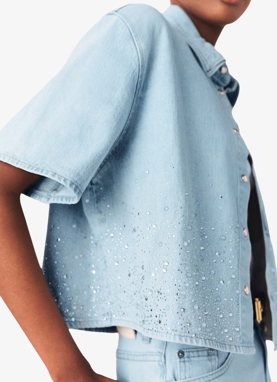 Maje Cyros blouse met strass  - detail 5 blauw
