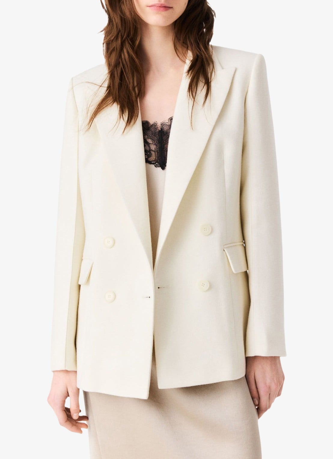 Maje Double-breasted blazer met klepzakken - detail 2 beige