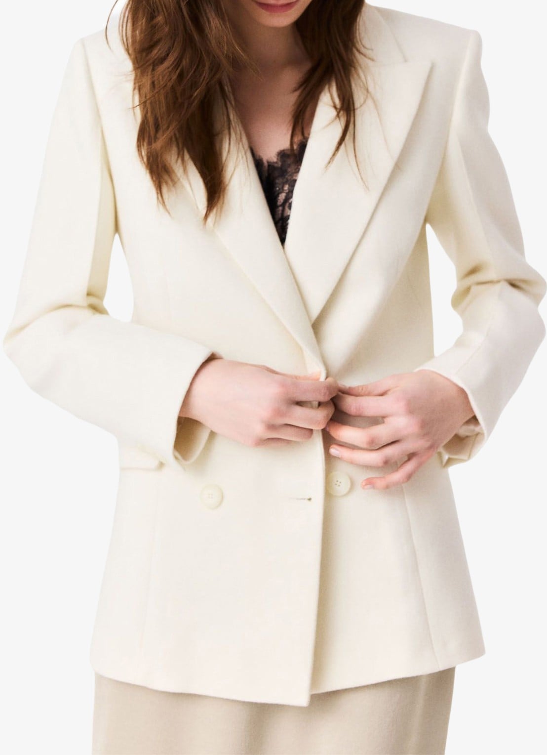 Maje Double-breasted blazer met klepzakken - detail 5 beige