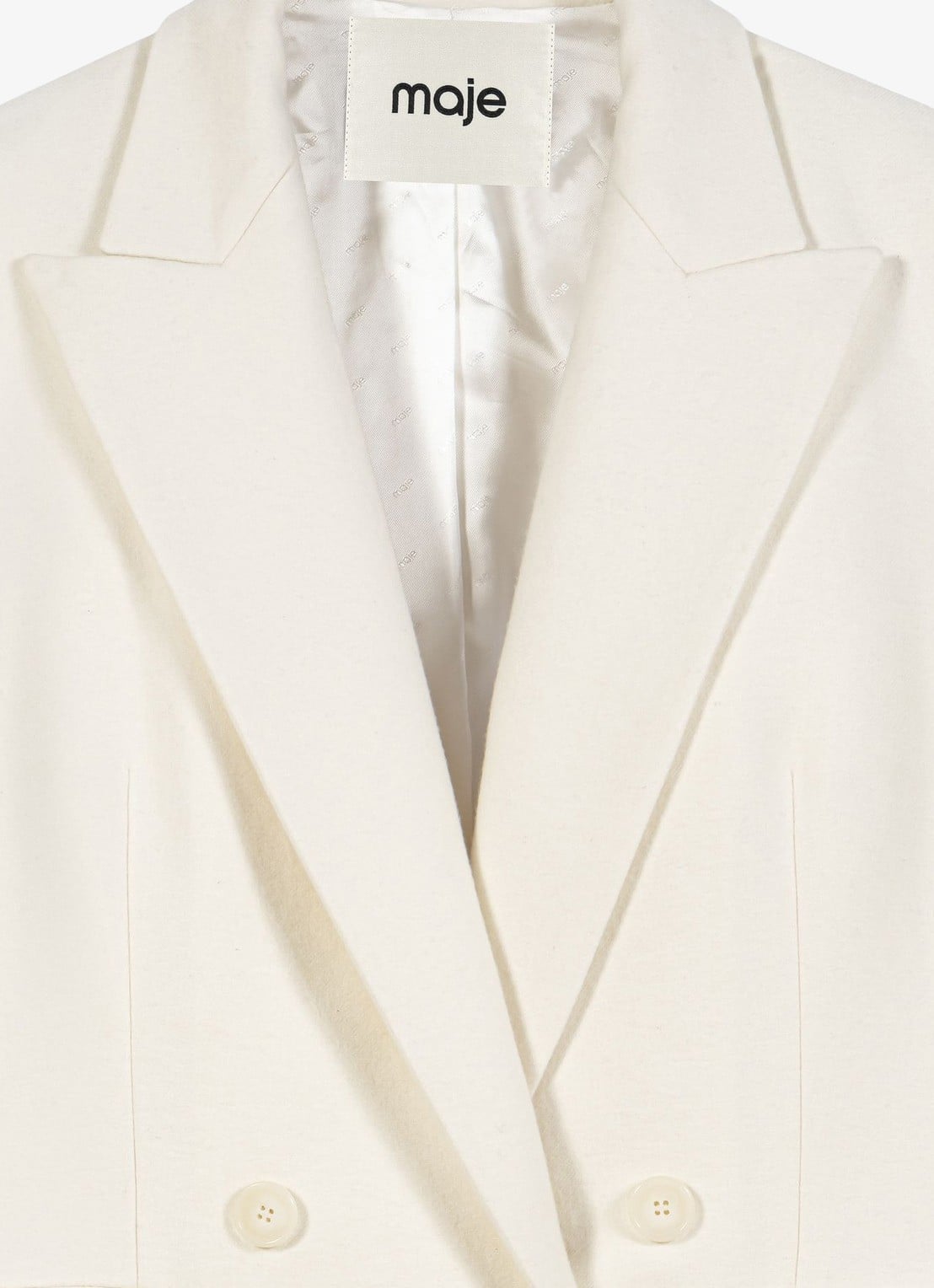 Maje Double-breasted blazer met klepzakken - detail 6 beige