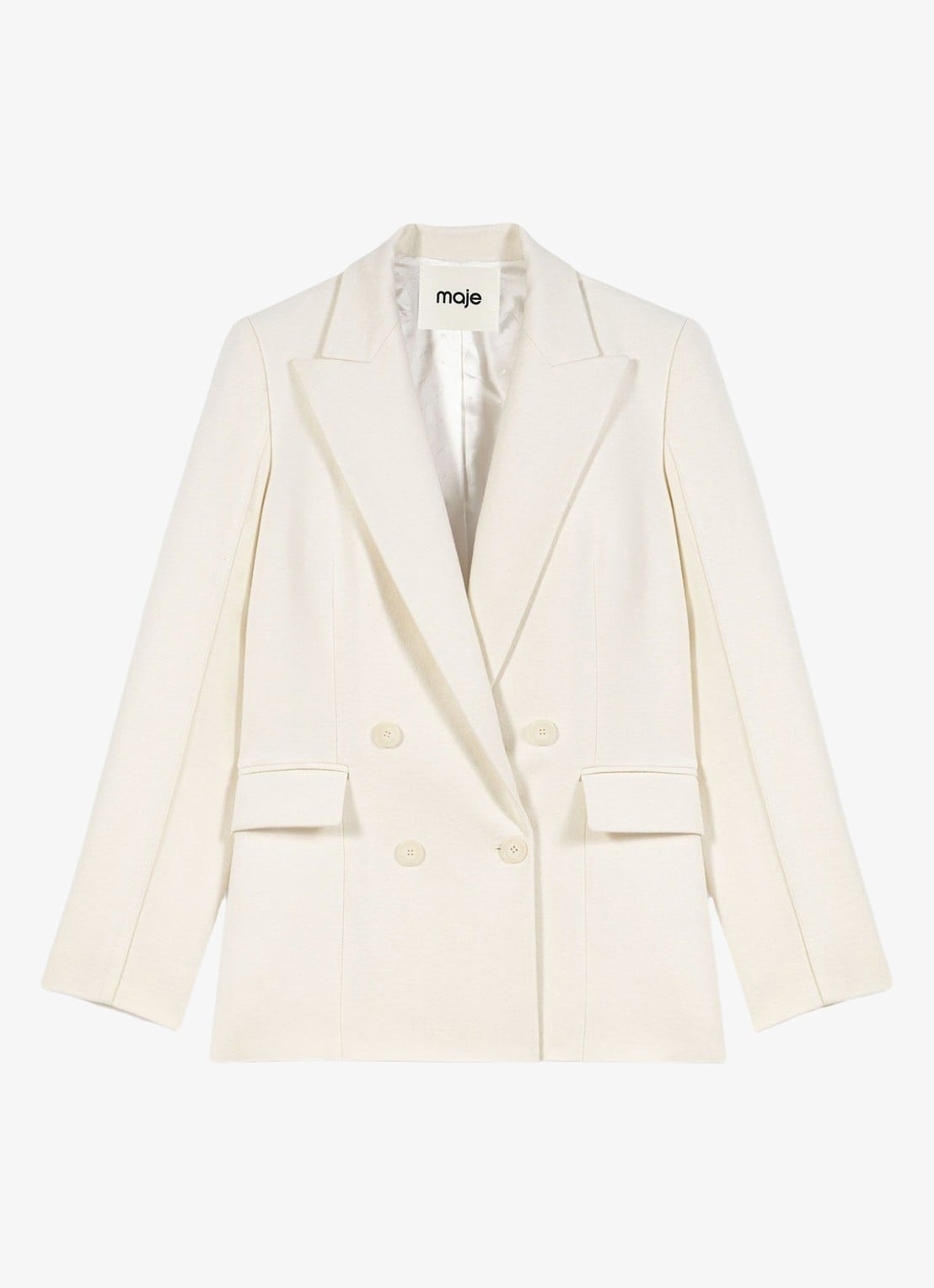 Maje Double-breasted blazer met klepzakken - voorkant 7 beige