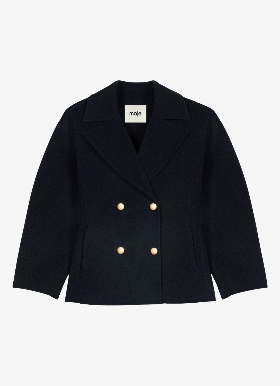Maje Double-breasted jack met steekzakken - voorkant 2 donkerblauw