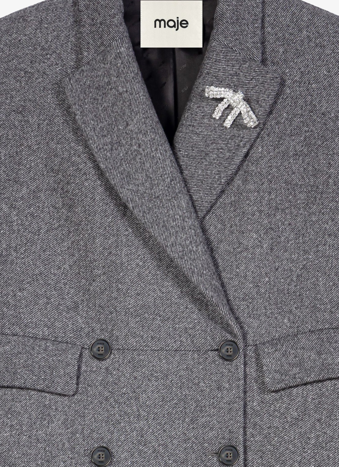 Maje Double-breasted jas in wolblend - detail grijs